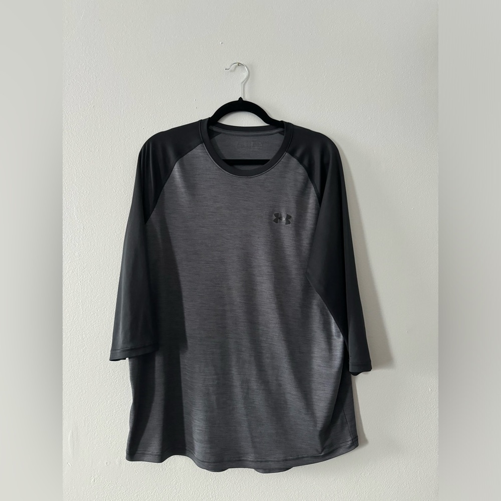 Under Armour 3/4 Sleeve Length Black/Grey Tee